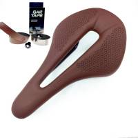 Sillín De Bicicleta De Carbono Completo Y Cuero Fibra Para Montañas Y Carretera Asiento Almohadilla Con Manillar Tela Bicicleta Marrón Piezas - details 0