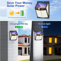 Lámpara Solar Exterior Con Sensor De Movimiento 238 LED Luz De Pared Segura Con 3 Modos De Iluminación Luz De Inundación Solar - details 2