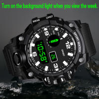 Reloj Deportivo Para Hombre YIKAZE LED Digital Multifuncional Militar Grande Impermeable Fitness Reloj Electrónico Con Pantalla Luminosa Resistente Al Choque - details 11