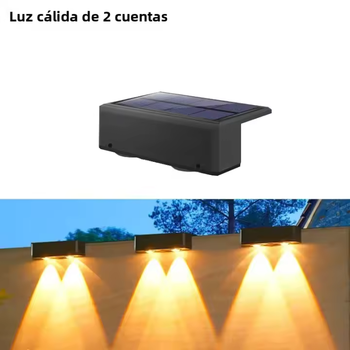 Lámpara De Pared Solar Exterior Impermeable Para Jardín O Valla Con Iluminación Fuerte Y Moderna Sin Bombillas Incluidas - 1