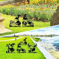 Decoración De Jardín De Hombre De Hierro Elegante Para Jardinería Al Aire Libre Adorno Charismático De Enanos Con Coche - details 1