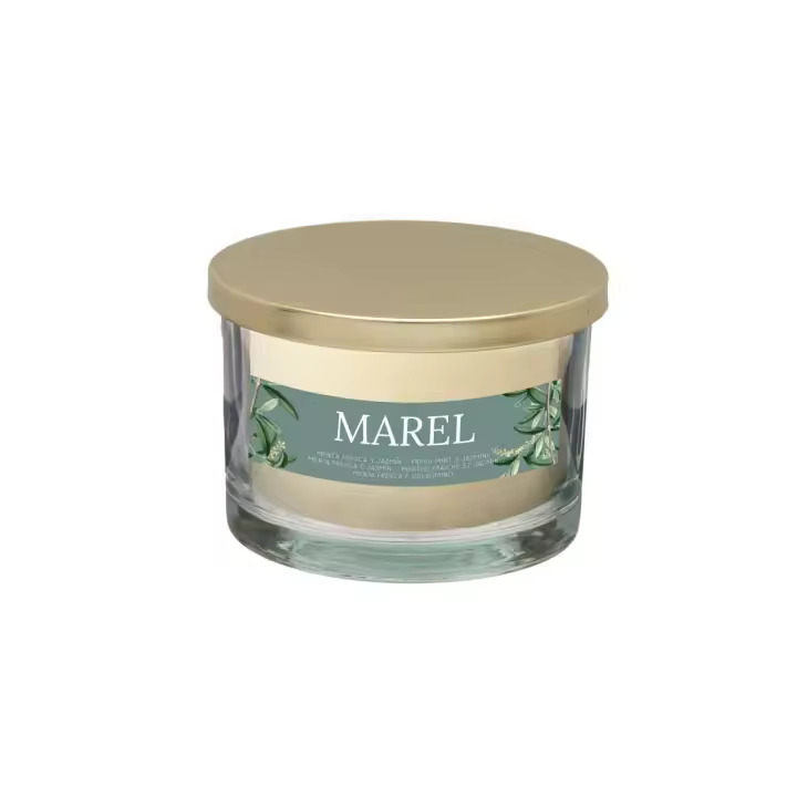 Bellas Extensiones- Vela vaso con tapa dorada menta fresca y jazmin - 1