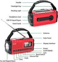Radio De Emergencia Portátil Con Luz De Lectura Y Batería Recargable De 10000mAh Resistente Al Agua AM/FM/SW/NOAA Alerta Solar Hand Crank - details 1