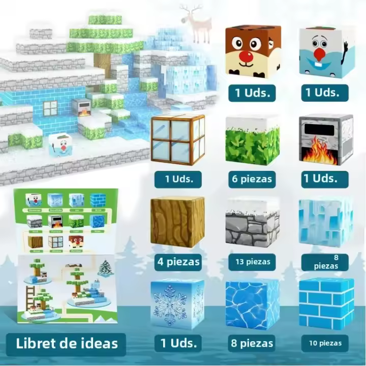 Bloques De Construcción Magnéticos Set De Mundo De Minas Para Niños Edad 3+ Modelo DIY Juguete Sensorial Montessori STEM Mejor - 1