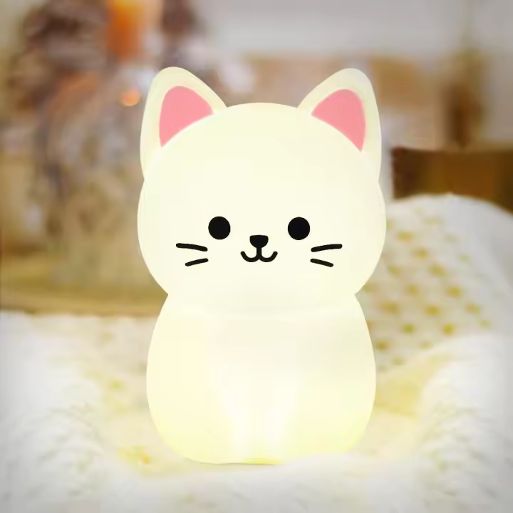 Nocturna Infantil MOMO Gatos Luz de Noche Bebé Lámpara de Mesa de cabecera,luz de dormir,USB luz Ajustables con Temporizador-16 colores cambiando,Navidad y regalos de cumpleaños - 1
