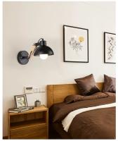 Lámpara De Pared Robótica Estilo Nórdico Con Brazo Ajustable Material Hierro Y Madera Soporte De Madera Para Luz De Escritorio LED E27 Decoración De Hotel - details 7