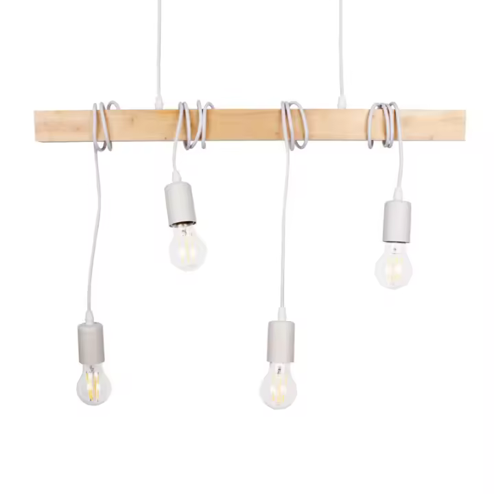 Barcelona LED Lámpara colgante vintage madera "Otto" - 4 x E27 - 1