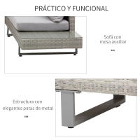 Outsunny Conjunto de Muebles Ratán de 3 Piezas Mesa de Centro Sofá Doble y Sofá de 3 Plazas con Cojines Extraíbles para Jardín Terraza Patio Acero - details 5