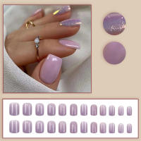 Kit De Uñas Postizas De Presión Para Mujeres Y Niñas 24 Piezas Juego De Uñas Postizas Cortas Cuadradas Con Diseño De Flores Geométricas Y Brillo Moda Oficina - details 67