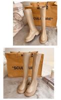 Botas De Mujer Invierno 2021 Nuevas Botas De Caballero Con Lona De Piel Artificial Y Forro De Algodón Terciopelo Modernas Suela De Goma Tacón Cuadrado Altura Media - details 14