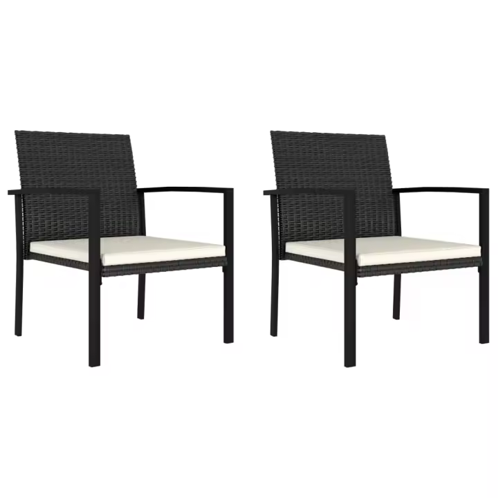 vidaXL Sillas de comedor de jardín 2 unidades ratán sintético negro - 1