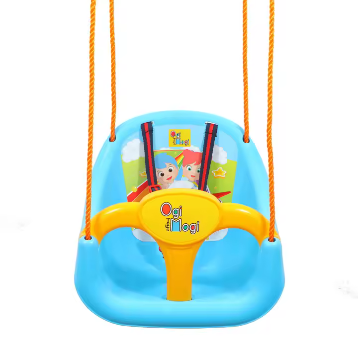 Ogi Mogi Toys Columpio infantil de plástico amarillo y azul para niños a partir de 3 años - 1