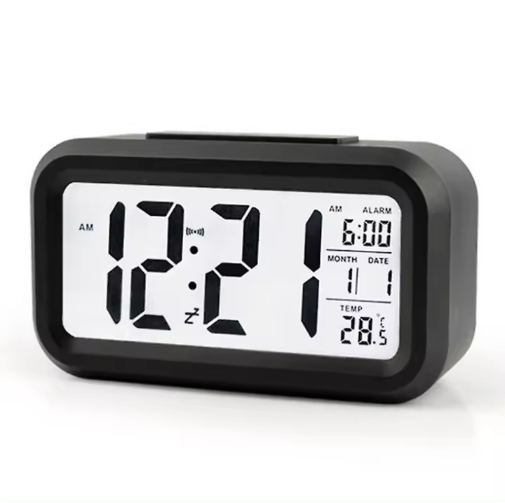 1 reloj despertador Digital L con temperatura pantalla grande retroiluminado Sensor de brillo inteligente repetición para dormitorio, hogar, oficina y Tra - 1