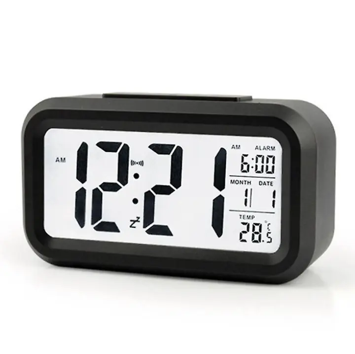 1 reloj despertador Digital L con temperatura pantalla grande retroiluminado Sensor de brillo inteligente repetición para dormitorio, hogar, oficina y Tra - 1