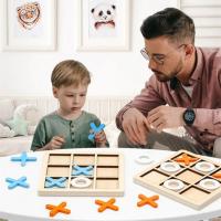 Juego de Tres en Raya Interactive, X y 0 de Madera, Madera/Blanco/Naranja, Juego Educativo de Madera para niños - details 3