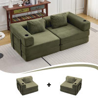 Sofá plegable convertible en sofá cama, modular de 2 plazas con funda de bombazine, sin montaje, colchón tipo tatami, ahorra espacio, ideal para salón, dormitorio, apartamento pequeño - details 3