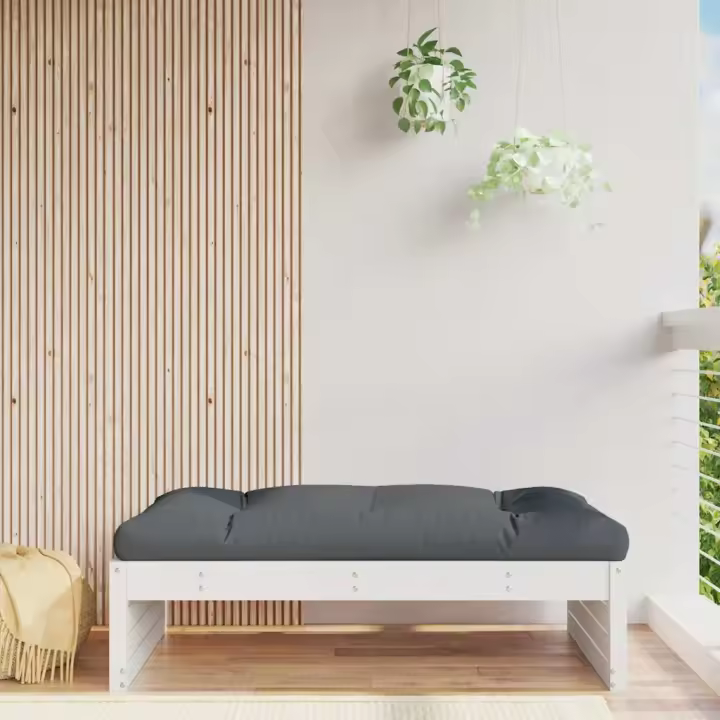 Taburete de jardín madera maciza de pino blanco 120x80 cm - 1