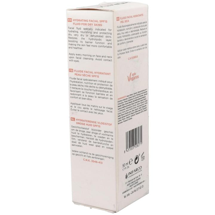 Hidrotelial Fluido Facial Hidratante para Pieles Secas SPF 15 50 ml — oferta en Miravia