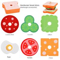 Juguetes Educativos Para Niños Casa De Juegos Simulados Con Juego De Sándwich Y Hamburguesa Bloques De Formas De Madera Para Conocer La Alimentación - details 1