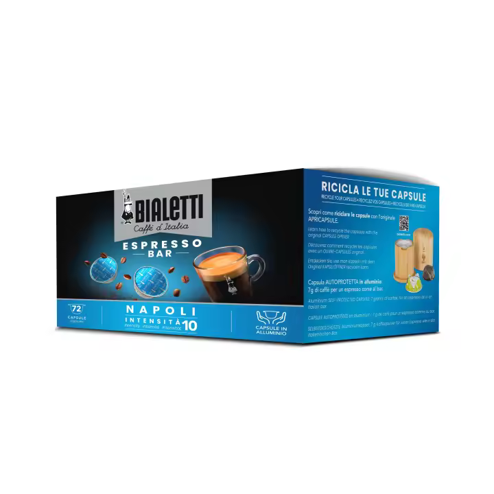 Bialetti Caffè d'Italia - 72 Cápsulas - Milano, Roma, Napoli - Compatible con Máquinas Bialetti Sistema Cerrado, 100% Aluminio - 1