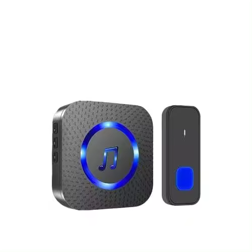 Timbre inalámbrico para exterior e interior, resistente a Agua, con 2 transmisores y éxito de 400 m. Juego de timbre inalámbrico para el hogar con 55 melodías, 5 volúmenes e indicador LED. - 1
