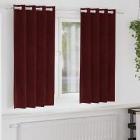 Cortinas Blackout vidaXL con ojales 2 pcs Vino Rojo Terciopelo - details 0