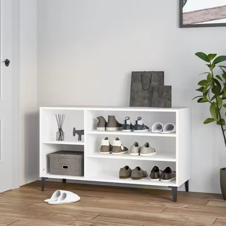 vidaXL Mueble zapatero madera contrachapada blanco 102x36x60 cm - 1