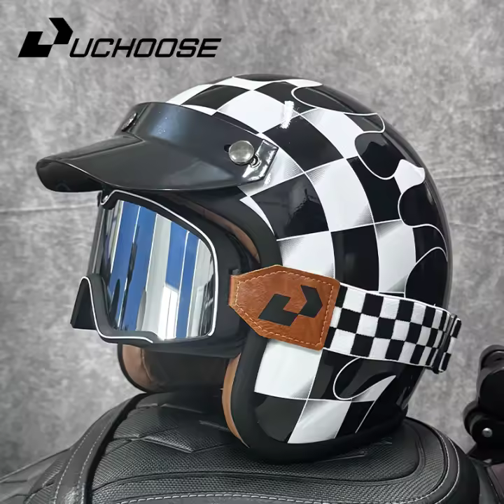 Casco Moto Retro Abierta Para Hombres Accesorios De Motocicleta Certificado DOT Cafe Racer Sombrero De Seguridad Para Ciclismo - 1