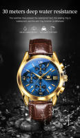 Reloj De Pulsera Para Hombre OLEVS 2872 Cronógrafo Resistente Al Agua Con Correa De Cuero Luminoso Y Manos Luminosas Reloj De Cuarzo Deportivo De Lujo - details 6