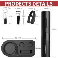Sacacorchos Eléctrico a Pilas con Base y 4 Accesorios – Corta cápsulas, Tapón de Silicona, Aireador de Vino y Base Organizador – Regalo Elegante para Amantes del Vino - details 2