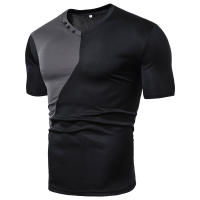 Camiseta Casual Para Hombre Con Bloque De Colores Manga Corta Estilo V-Neck Poliéster Cuatro Estaciones T-Shirt De Comercio Exterior - details 3