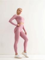 Conjunto De Yoga Para Mujer Ropa Deportiva De Gimnasio Con Top De Manga Larga Y Leggings De Cintura Alta Fitness Sports - details 16