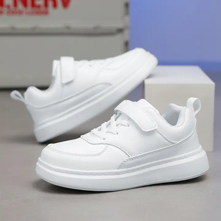 Zapatos Deportivos Para Niños Y Niñas En Cuero Negro Zapatos Planos Ligeros Para Niños Y Niñas Zapatos Blancos Pequeños Para Tenis - 1