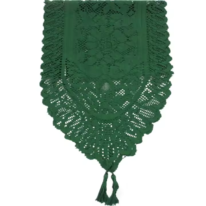 Camino de mesa de encaje blanco para bodas, festivales, fiestas, centros de mesa, decoración del hogar, 90 x 33 cm (verde) - 1