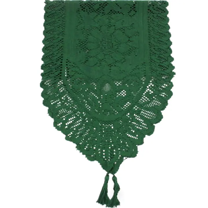 Camino de mesa de encaje blanco para bodas, festivales, fiestas, centros de mesa, decoración del hogar, 90 x 33 cm (verde) - 1