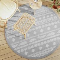 vidaXL Alfombra de exterior ARAKIL Ø160 cm PP en color Gris claro/Blanco y gris claro/Estampado gris y más - details 2
