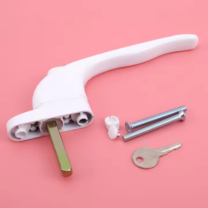 Manija De Puerta Universal Con Cerradura Blanca Para Doble Vidrio Y Cerradura De Clave Herramienta Manual De Aleación De Cobre - 1