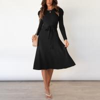 Vestido Casual Diario Para Mujer Con Mangas Burbuja Cintura Alta Ajustada Y Volante Medio Largo De Tejido Knit Moda Avanzada Y Única - details 35