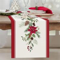Corredor De Mesa De Navidad Con Reindeer 13x72 Pulgadas Santa Claus En Barco Rojo Y Oro Decoración De Invierno Para Comedor Y Cocina - details 2