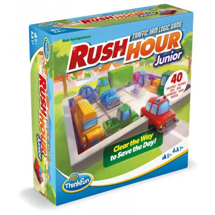 Rush Hour JR Junior (Think Fun) - Juego de Mesa Infantil Familiar de Puzzles de Lógica con Movimiento de Coches - 1