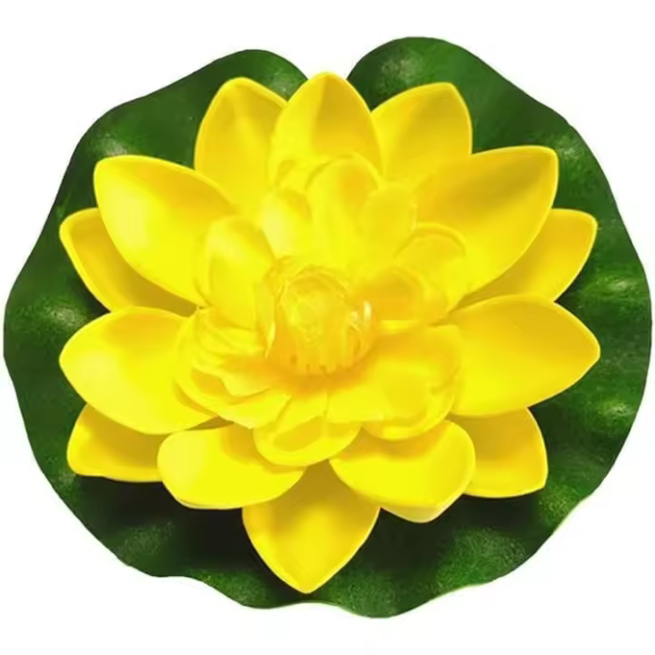 2 Flores De Lotto Artificiales flotantes de espuma, Adornos de Loto realistas para estanques y Piscinas, decoración realista para el hogar, Jardín, Estanque y Acuario (Amarillo) - 1