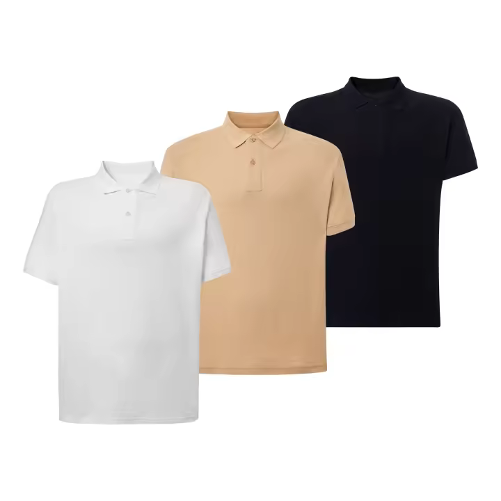 Pack de 3 Polos de Manga Corta para Hombre - 100% Algodón de Alta Calidad - Color Blanco, Beige y Negro - Marca SO Wear Siempre Original - 1