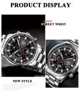 Reloj De Pulsera De Cuarzo Para Hombre DEYROS 3PCS Calendario Moda Acero Inoxidable Lujo Pulsera De Moda Reloj De Muñeca Con Cadena - details 7