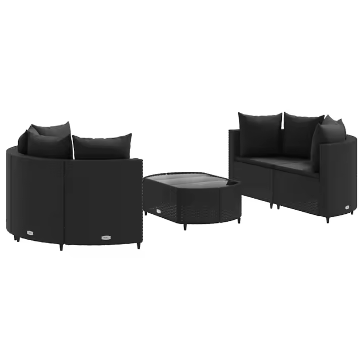 vidaXL Set de muebles de jardín 5 pzas y cojines ratán sintético negro - 1