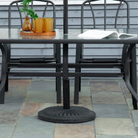 Outsunny Base para Sombrilla de Jardín Peso Neto 15 kg Soporte de Parasol Apto para Postes de 35mm/38mm/48mm Rellena de Cemento Metal para Terraza Exterior Ø49x32 cm Negro - details 1