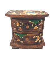 SusggO - Buho Mini cajonera Madera para Poner sobre la Mesa con 2 cajones. Costurero Joyero Organizador de Escritorio. Almacenaje Artesania Decoracion Multiusos Hogar Buho DE LA Suerte - details 0