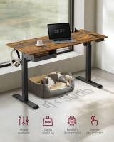 Escritorio eléctrico ajustable en altura, mesa de pie 60x140 cm, ajuste continuo, 4 memorias de altura, disponible en blanco, gris, marrón rústico o negro - details 11