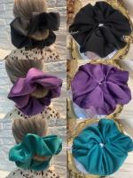 Nuevas Fashion Scrunchies De Seda Para Mujeres Y Niñas Color Sólido Cinta Elástica Para El Cabello Accesorios De Cabello De Tamaño Oversize - details 8