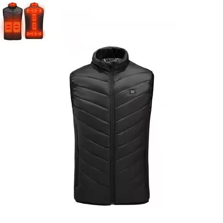 Chaleco calefactor unisex, 9 zonas calefactoras, chaqueta calefactora sin mangas ajustable en 3 niveles L Negro - 1