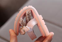 Sandalias Romanas Para Niñas Con Tiras Abiertas Y Color Sólido Alta Top Con Resaltos Vacaciones Nuevas Zapatos Planos Casuales De Verano Para Niños - details 11